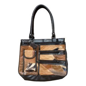 Leather animal print shoulder bag